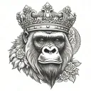 gorilla wearing a crown tattoo design idea