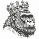 gorilla wearing a crown tattoo design idea