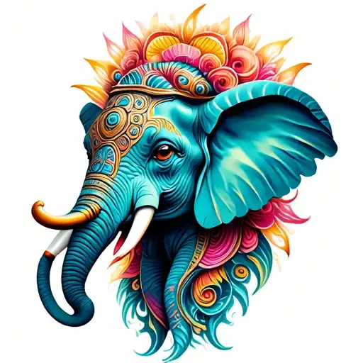 alebrije elephant head tattoo design idea