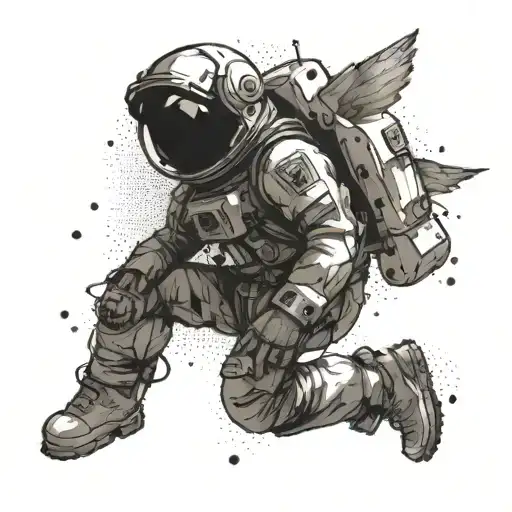 astronaute that is falling angel tattoo design idea
