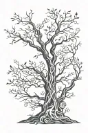 day of the dead tree with creeping vines boy tattoo design idea