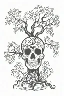 day of the dead tree with creeping vines boy tattoo design idea