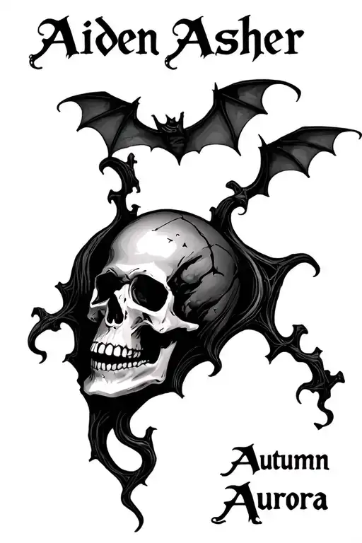 "Aiden Asher Autumn Aurora" "Aiden Asher Autumn Aurora" skulls bats halloween tattoo design idea