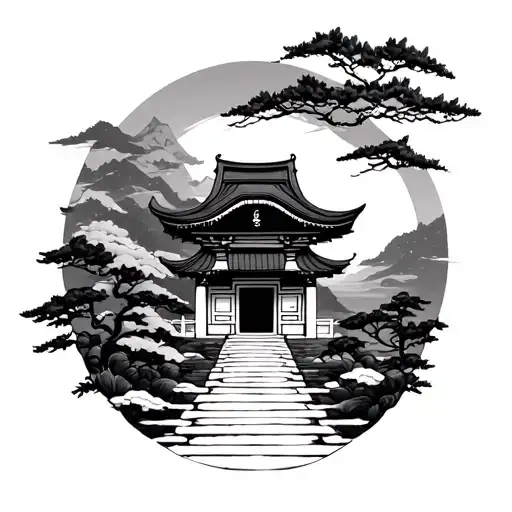 Japanese Shrine tattoo design idea