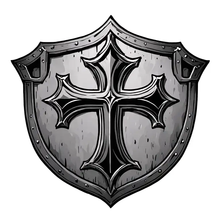 shield templar cross tattoo design idea