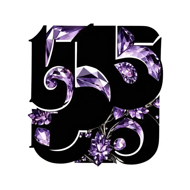 the numbers 555 in the flour and style of the birthstone Amethyst tattoo design idea