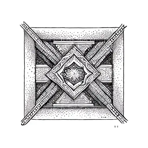 arabic geometry tattoo design idea