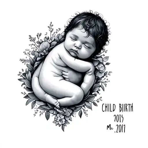 Child Birth Date tattoo design idea