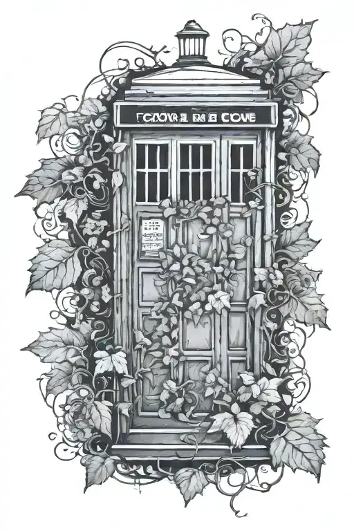 TARDIS with ivy . make the TARDIS Look used and old tattoo design idea