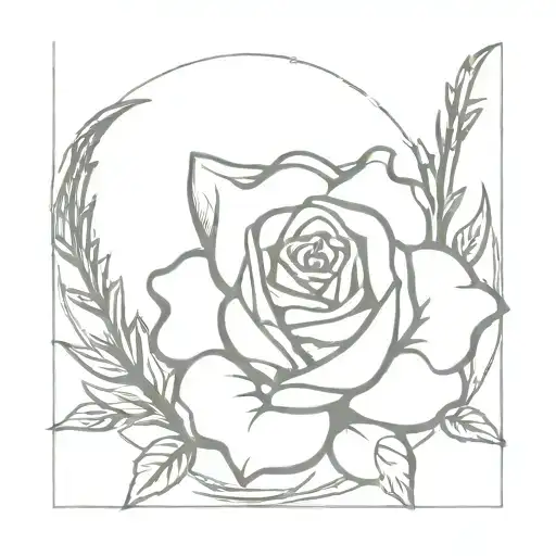 horseshoe rose barbed wire cedar tattoo design idea