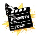 "KENNETH 9/24/94" Clapperboard tattoo design idea