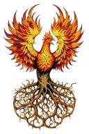 Phoenix tree of life intertwined tattoo design idea