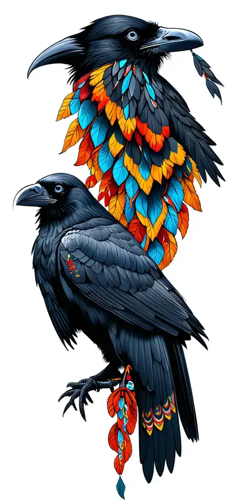 native american tribal raven sleeve tattoo tattoo design idea