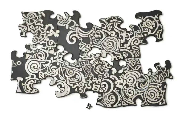 his and hers puzzle pieces arranged tattoo design idea