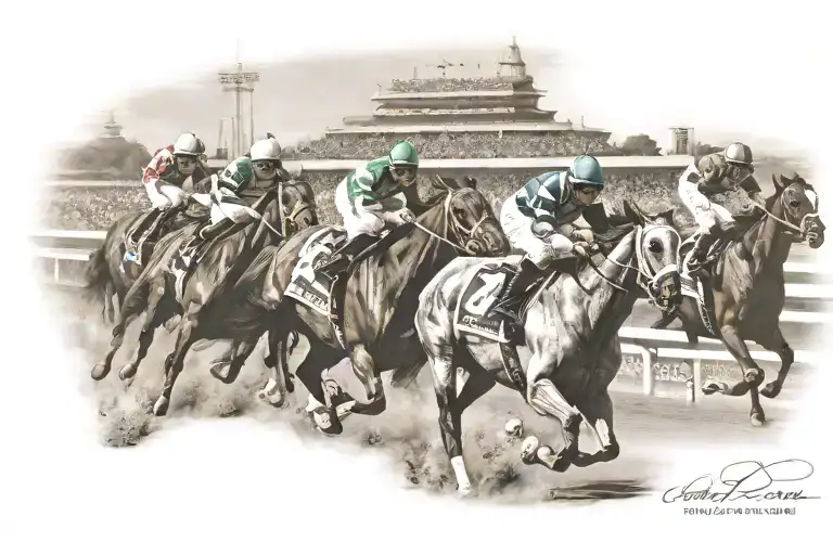 horse racing photo finish Kentucky derby churchill downs  tattoo design idea