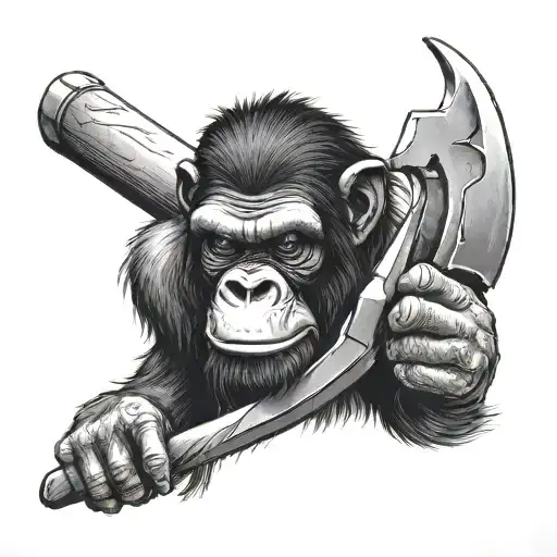 ape holding a crowbar tattoo design idea