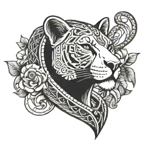 Sekhmet lioness woman ankh cross tattoo design idea