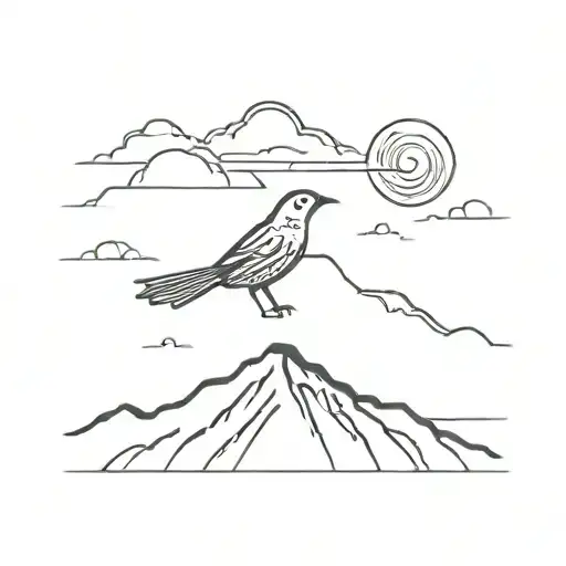 volcan Sun rising bird tattoo design idea