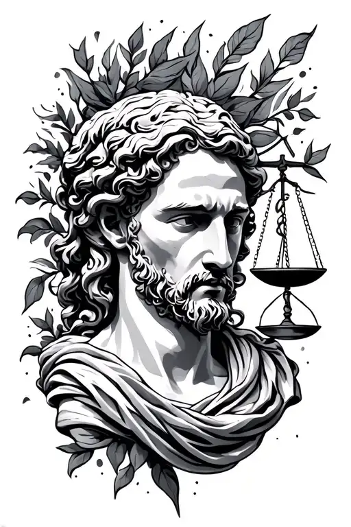 Stoic virtues discipline Justice wisdom courage tattoo design idea