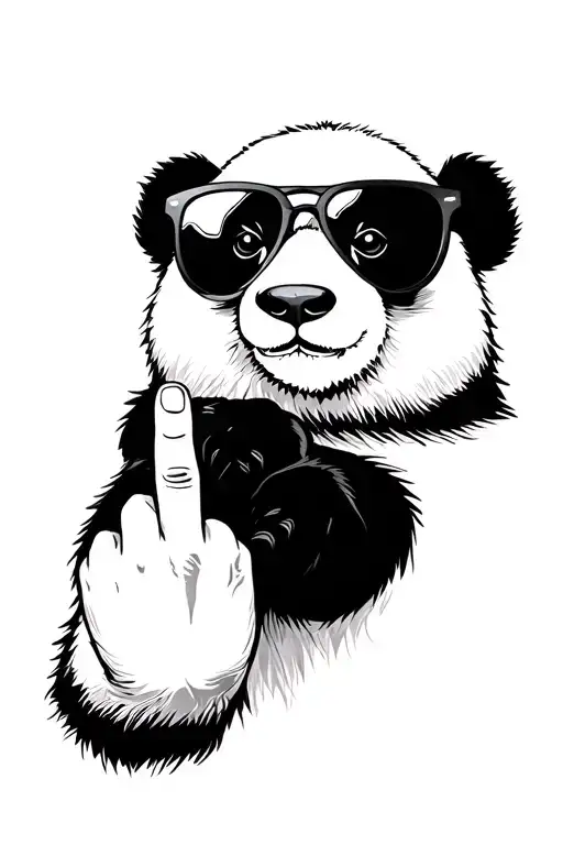 panda bear withe sunglasses doing the finger tattoo design idea