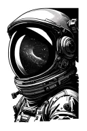 astronaut helmet with space reflection tattoo design idea