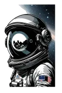 astronaut helmet with space reflection tattoo design idea