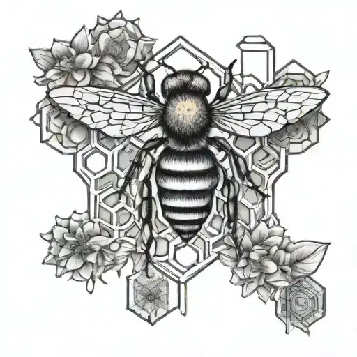 fineline bee and honeycomb tattoo for fore arm tattoo design idea