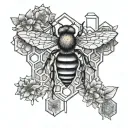 fineline bee and honeycomb tattoo for fore arm tattoo design idea