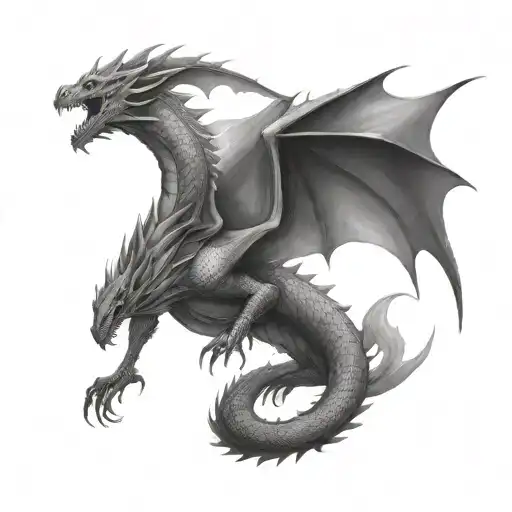 fantasy dragon flying tattoo design idea