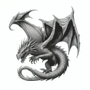 fantasy dragon flying tattoo design idea