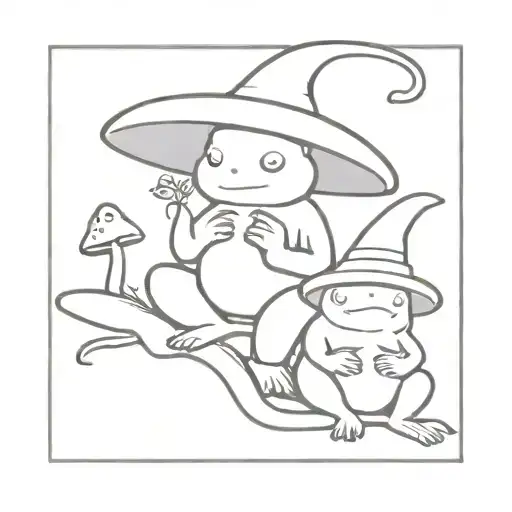 wizard and toad relaxing on a shroom tattoo design idea