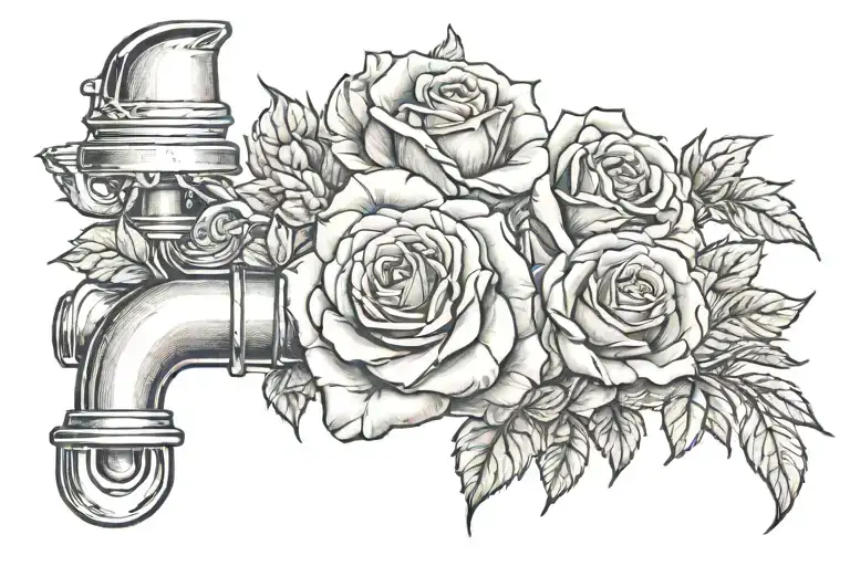 plumber, music, rose tattoo design idea