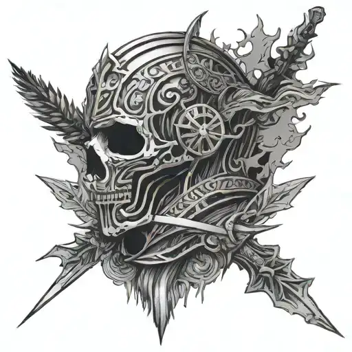 Neotribal style with some content from Dark Souls 3(game)   tattoo design idea