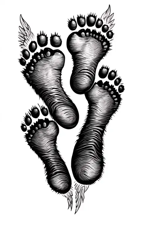 dainty 7 emu footprints going down spine with the 4th one have angle wings around it  tattoo design idea