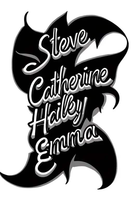 "Steve Catherine Hailey Emma" emblem intertwined tattoo design idea