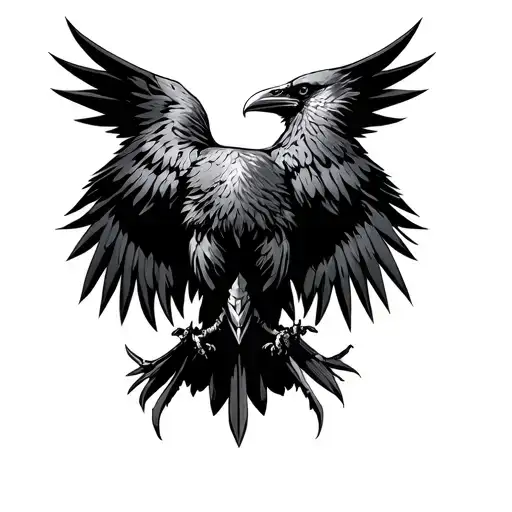 crow looking like imperial eagle emblem from wh40k for chest tattoo tattoo design idea