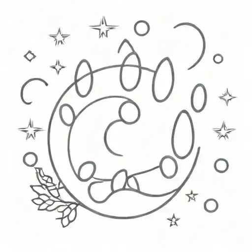 paw print and moon tattoo design idea