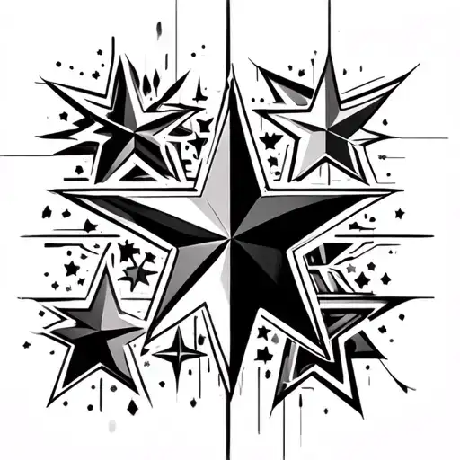 colorfull stars with cybersigilism design inspired tattoo design idea