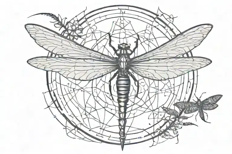Sigil and dragonfly made tattoo design idea