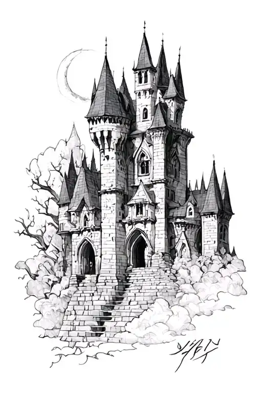 dungeons and ivory tower tattoo design idea
