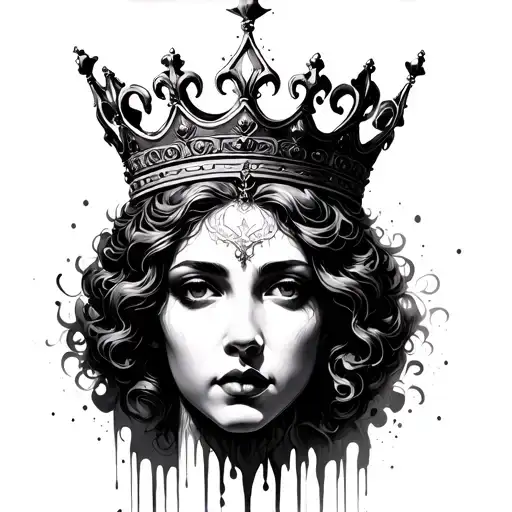 Black melting queen crown tattoo design idea