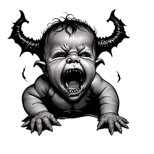 Baby Demon Crying tattoo design idea