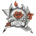 words "L.O.V.E. Loyalty Out Values Everything tattoo design idea
