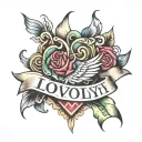 words "L.O.V.E. Loyalty Out Values Everything tattoo design idea