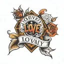 words "L.O.V.E. Loyalty Out Values Everything tattoo design idea