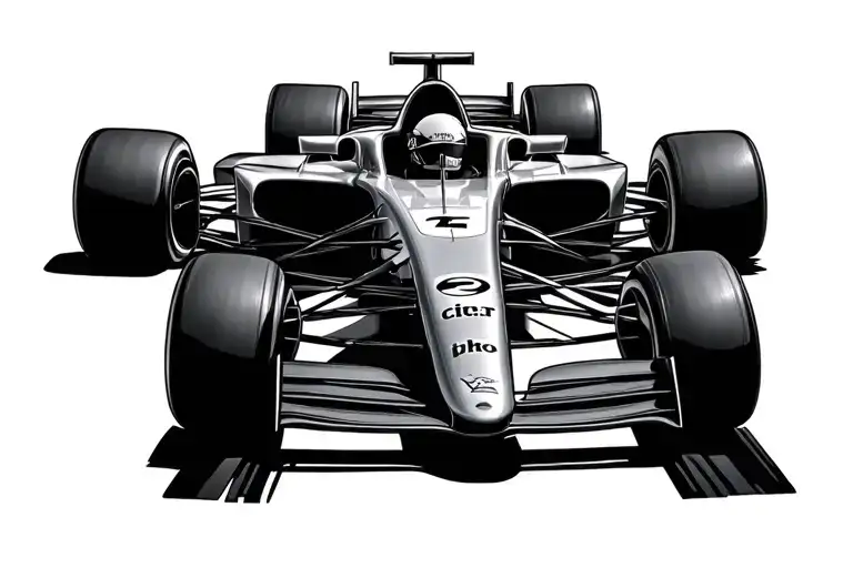 f1 car one line art tattoo design idea