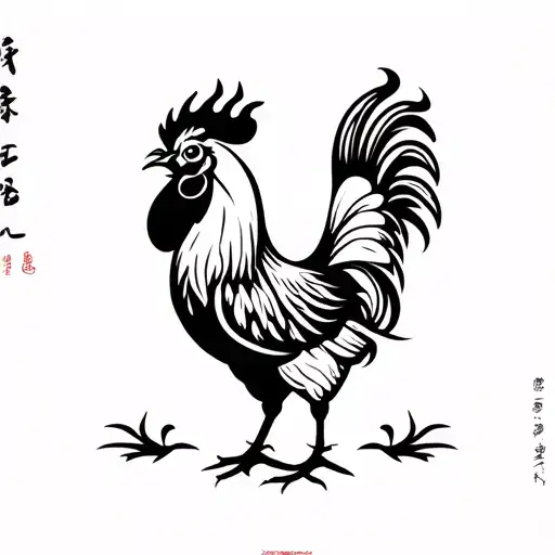 Chinese Rooster tattoo design idea