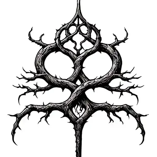 erdtree symbol mixed with tree of Gondor intertwined  tattoo design idea