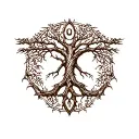erdtree symbol mixed with tree of Gondor intertwined  tattoo design idea