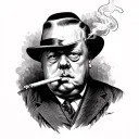 winston churchill smoking a joint tattoo design idea